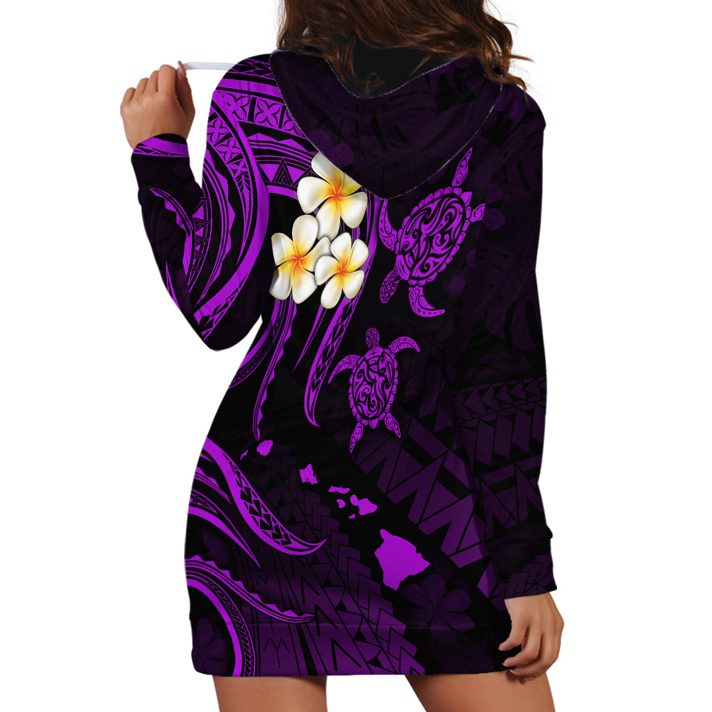Polynesian Hawaii Hoodie Dress Kahoolawe Islands with Pacific Plumeria Purple Vibe LT9 - Polynesian Pride