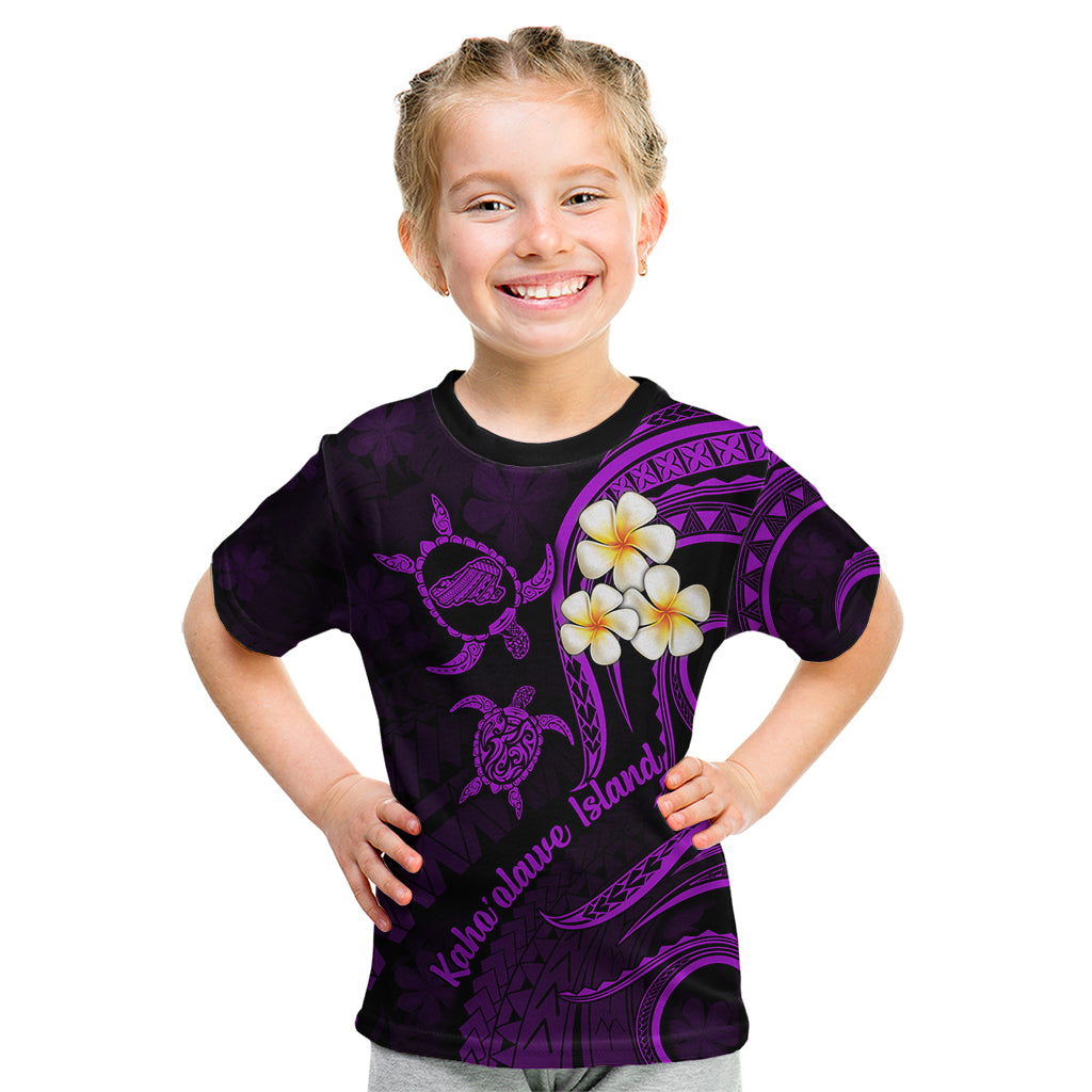 Polynesian Hawaii Kid T Shirt Kahoolawe Islands with Pacific Plumeria Purple Vibe LT9 Purple - Polynesian Pride
