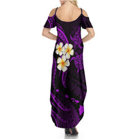 Polynesian Hawaii Summer Maxi Dress Kahoolawe Islands with Pacific Plumeria Purple Vibe LT9 - Polynesian Pride