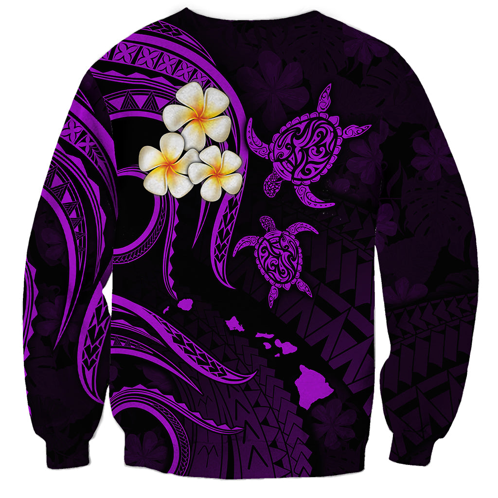 Polynesian Hawaii Sweatshirt Kahoolawe Islands with Pacific Plumeria Purple Vibe LT9 - Polynesian Pride