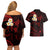 Polynesian Hawaii Couples Off Shoulder Short Dress and Hawaiian Shirt Kahoolawe Islands with Pacific Plumeria Red Vibe LT9 - Polynesian Pride