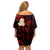 Polynesian Hawaii Off Shoulder Short Dress Kahoolawe Islands with Pacific Plumeria Red Vibe LT9 - Polynesian Pride