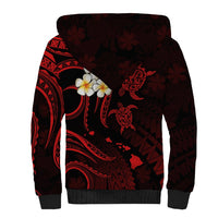 Polynesian Hawaii Sherpa Hoodie Kahoolawe Islands with Pacific Plumeria Red Vibe LT9 - Polynesian Pride