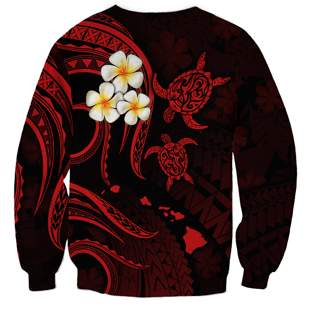 Polynesian Hawaii Sweatshirt Kahoolawe Islands with Pacific Plumeria Red Vibe LT9 - Polynesian Pride