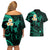 Polynesian Hawaii Couples Off Shoulder Short Dress and Hawaiian Shirt Kahoolawe Islands with Pacific Plumeria Turquoise Vibe LT9 - Polynesian Pride