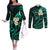 Polynesian Hawaii Couples Off The Shoulder Long Sleeve Dress and Long Sleeve Button Shirts Kahoolawe Islands with Pacific Plumeria Turquoise Vibe LT9 Turquoise - Polynesian Pride