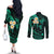 Polynesian Hawaii Couples Off The Shoulder Long Sleeve Dress and Long Sleeve Button Shirts Kahoolawe Islands with Pacific Plumeria Turquoise Vibe LT9 - Polynesian Pride