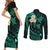 Polynesian Hawaii Couples Short Sleeve Bodycon Dress and Long Sleeve Button Shirts Kahoolawe Islands with Pacific Plumeria Turquoise Vibe LT9 - Polynesian Pride