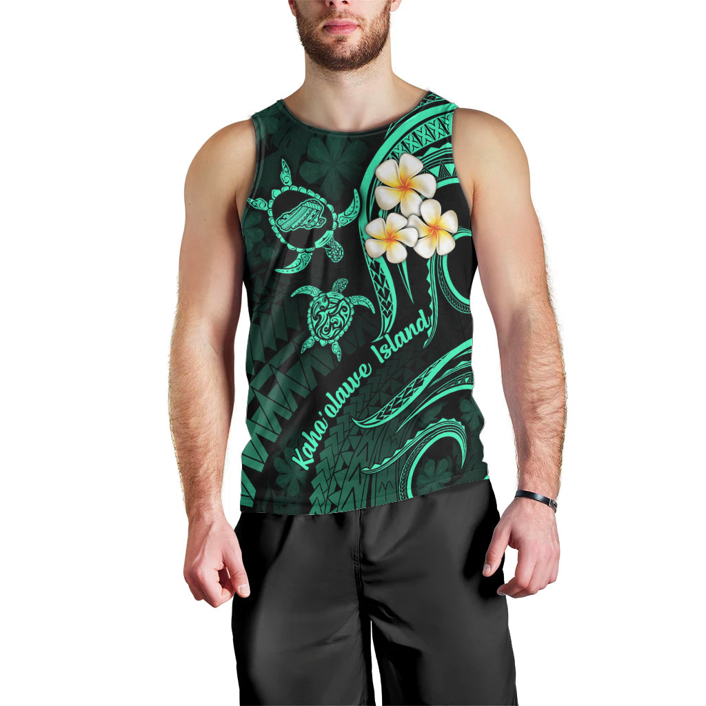 Polynesian Hawaii Men Tank Top Kahoolawe Islands with Pacific Plumeria Turquoise Vibe LT9 - Polynesian Pride