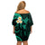 Polynesian Hawaii Off Shoulder Short Dress Kahoolawe Islands with Pacific Plumeria Turquoise Vibe LT9 - Polynesian Pride