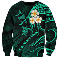 Polynesian Hawaii Sweatshirt Kahoolawe Islands with Pacific Plumeria Turquoise Vibe LT9 Unisex Turquoise - Polynesian Pride