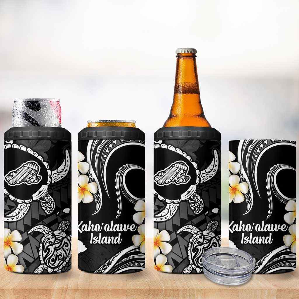 Hawaii Kahoolawe Islands Pacific Plumeria 4 in 1 Can Cooler Tumbler White Polynesian Tattoo