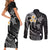 Polynesian Hawaii Couples Short Sleeve Bodycon Dress and Long Sleeve Button Shirts Kahoolawe Islands with Pacific Plumeria White Vibe LT9 - Polynesian Pride