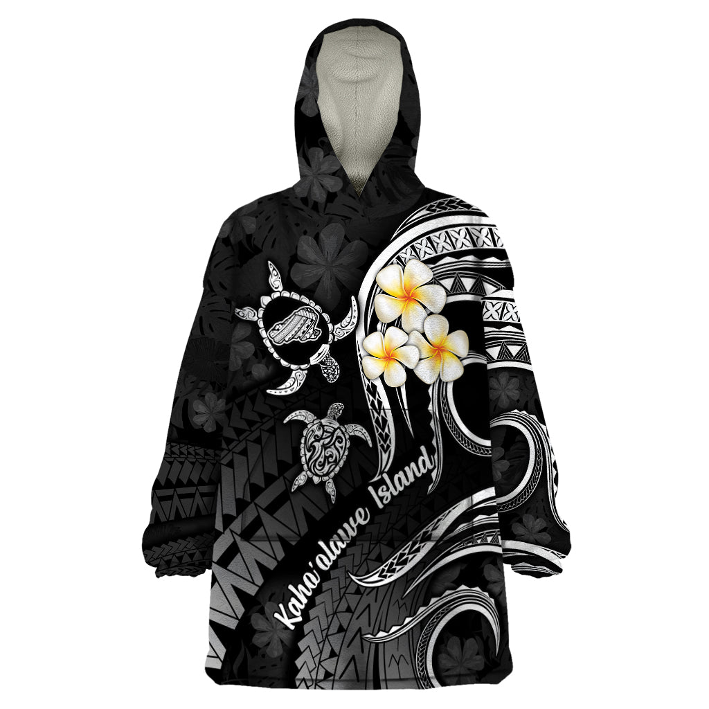 Polynesian Hawaii Wearable Blanket Hoodie Kahoolawe Islands with Pacific Plumeria White Vibe LT9 One Size White - Polynesian Pride