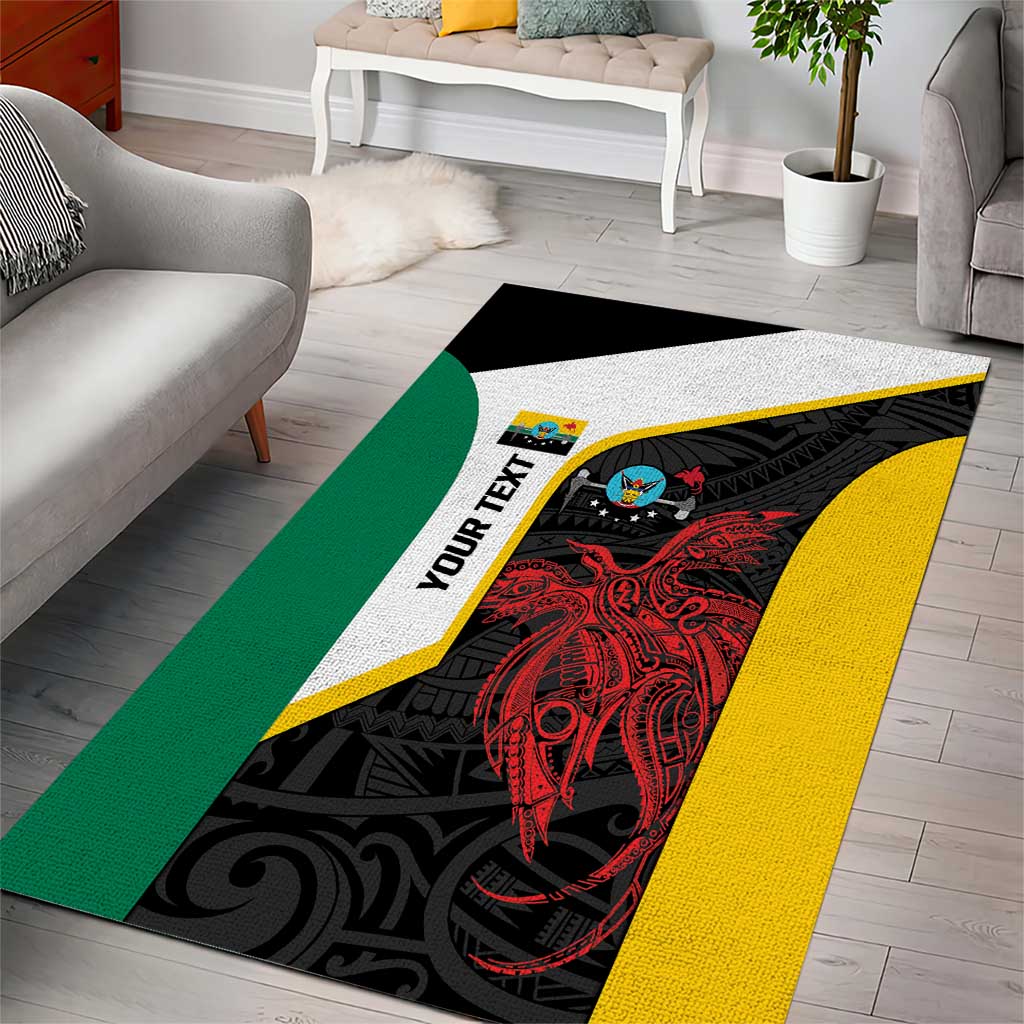 Personalised PNG Hela Province Area Rug Bird of Paradise Tattoo Flag Motif - Polynesian Pride