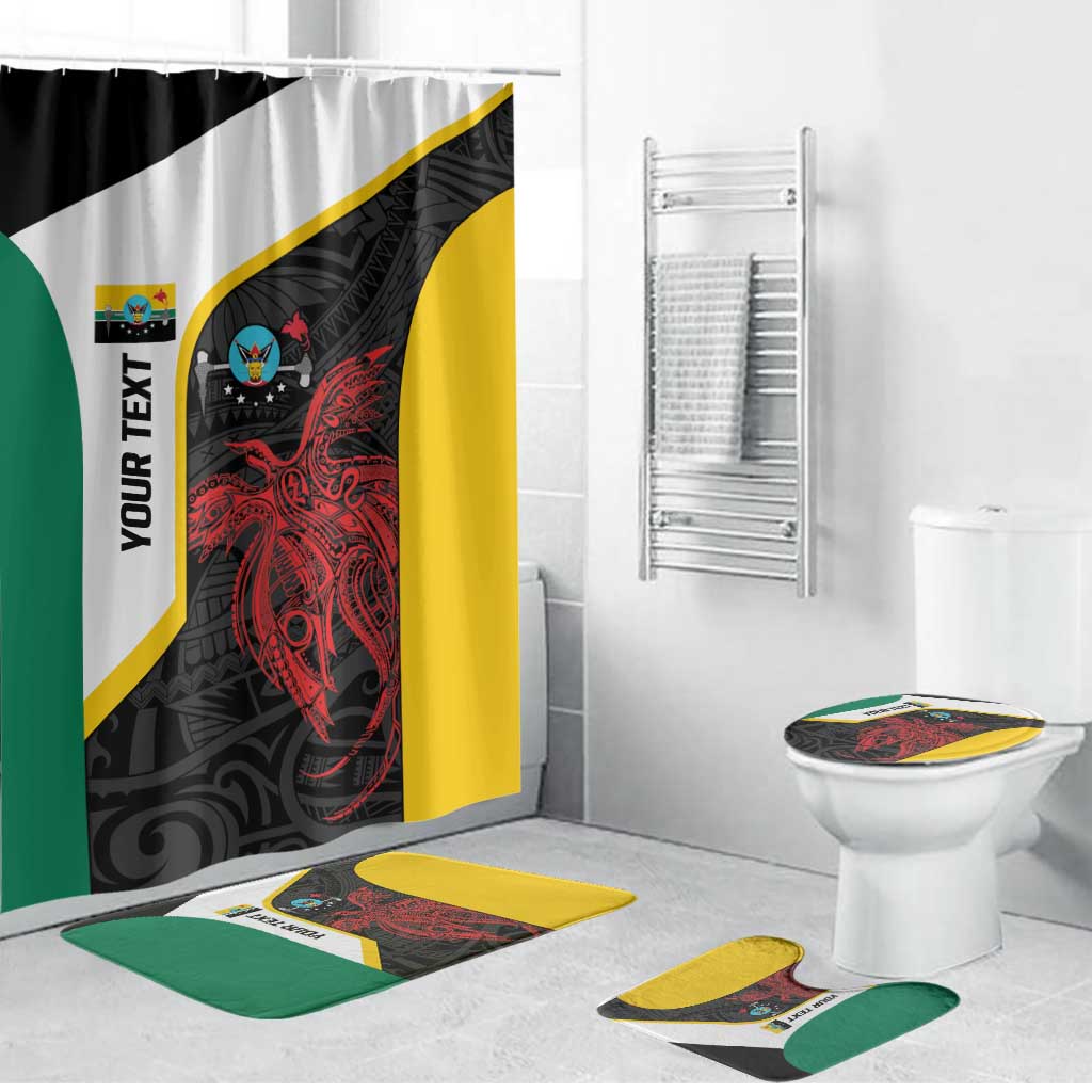 Personalised PNG Hela Province Bathroom Set Bird of Paradise Tattoo Flag Motif - Polynesian Pride