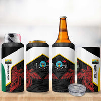 Personalised PNG Hela Province 4 in 1 Can Cooler Tumbler Bird of Paradise Tattoo Flag Motif - Polynesian Pride