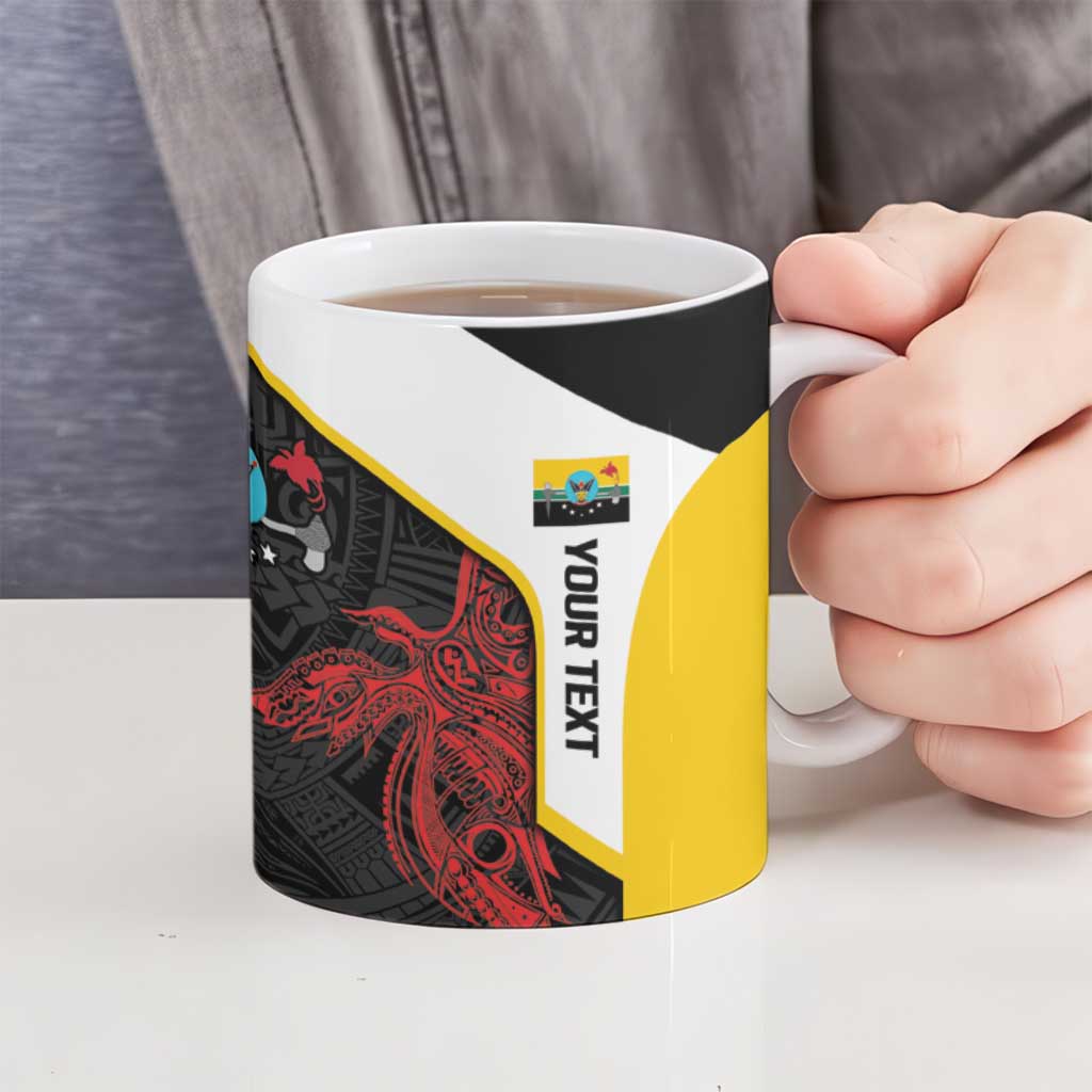 Personalised PNG Hela Province Ceramic Mug Bird of Paradise Tattoo Flag Motif - Polynesian Pride