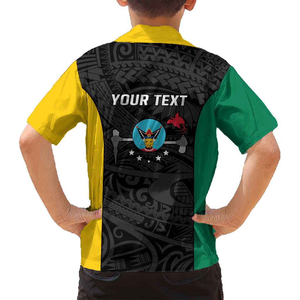 Personalised PNG Hela Province Family Matching Off Shoulder Short Dress and Hawaiian Shirt Bird of Paradise Tattoo Flag Motif - Polynesian Pride