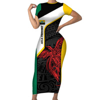 Personalised PNG Hela Province Family Matching Short Sleeve Bodycon Dress and Hawaiian Shirt Bird of Paradise Tattoo Flag Motif LT9 Mom's Dress Yellow - Polynesian Pride