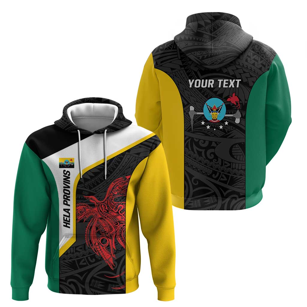 Personalised PNG Hela Province Hoodie Bird of Paradise Tattoo Flag Motif - Polynesian Pride