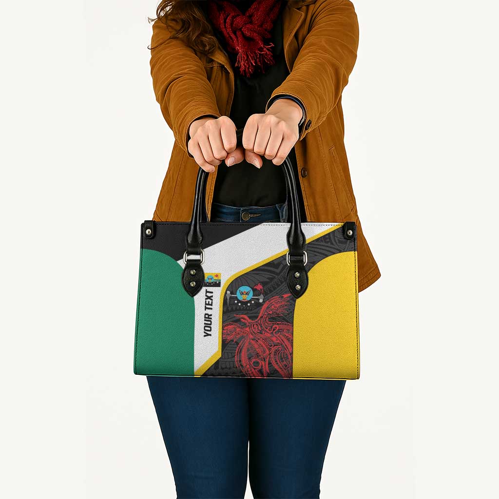 Personalised PNG Hela Province Leather Bag Bird of Paradise Tattoo Flag Motif - Polynesian Pride