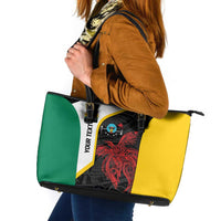 Personalised PNG Hela Province Leather Tote Bag Bird of Paradise Tattoo Flag Motif LT9 Yellow - Polynesian Pride