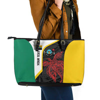 Personalised PNG Hela Province Leather Tote Bag Bird of Paradise Tattoo Flag Motif LT9 - Polynesian Pride