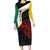 Personalised PNG Hela Province Long Sleeve Bodycon Dress Bird of Paradise Tattoo Flag Motif - Polynesian Pride