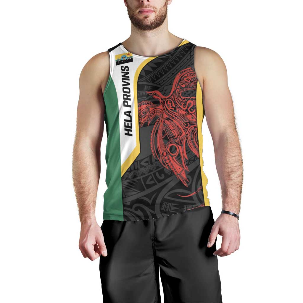 Personalised PNG Hela Province Men Tank Top Bird of Paradise Tattoo Flag Motif LT9 - Polynesian Pride