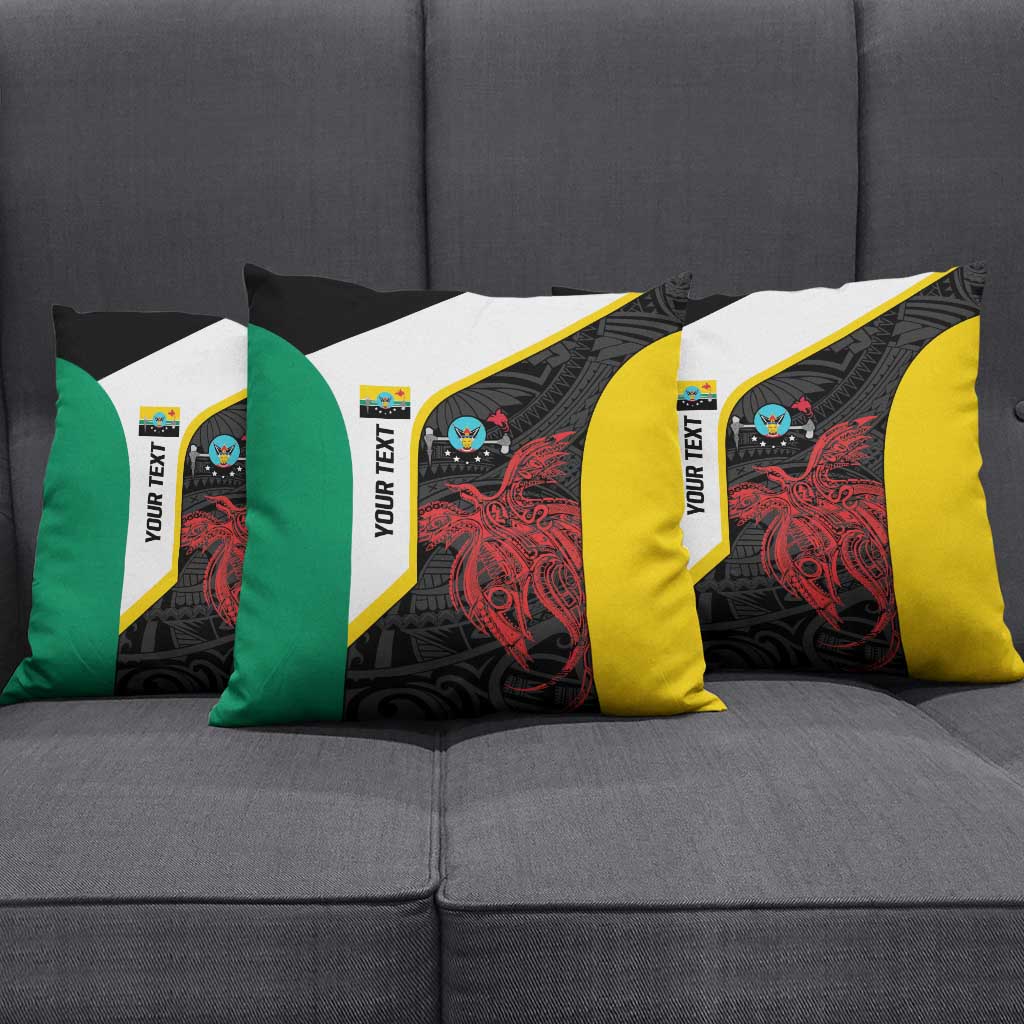 Personalised PNG Hela Province Pillow Cover Bird of Paradise Tattoo Flag Motif - Polynesian Pride