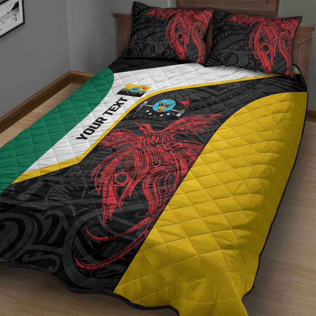 Personalised PNG Hela Province Quilt Bed Set Bird of Paradise Tattoo Flag Motif - Polynesian Pride