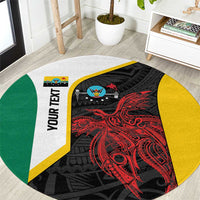 Personalised PNG Hela Province Round Carpet Bird of Paradise Tattoo Flag Motif - Polynesian Pride
