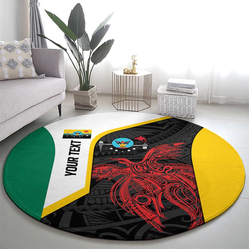 Personalised PNG Hela Province Round Carpet Bird of Paradise Tattoo Flag Motif - Polynesian Pride