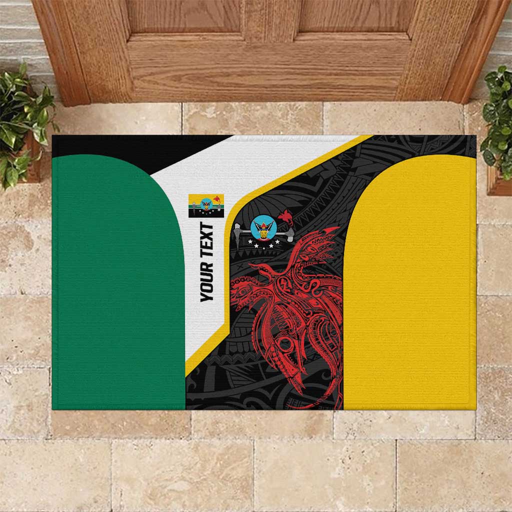 Personalised PNG Hela Province Rubber Doormat Bird of Paradise Tattoo Flag Motif - Polynesian Pride