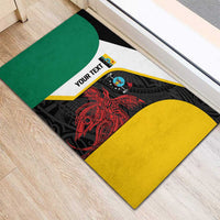 Personalised PNG Hela Province Rubber Doormat Bird of Paradise Tattoo Flag Motif - Polynesian Pride