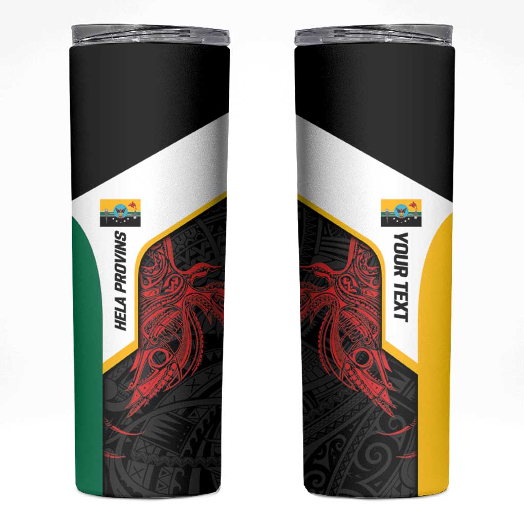 Personalised PNG Hela Province Skinny Tumbler Bird of Paradise Tattoo Flag Motif - Polynesian Pride