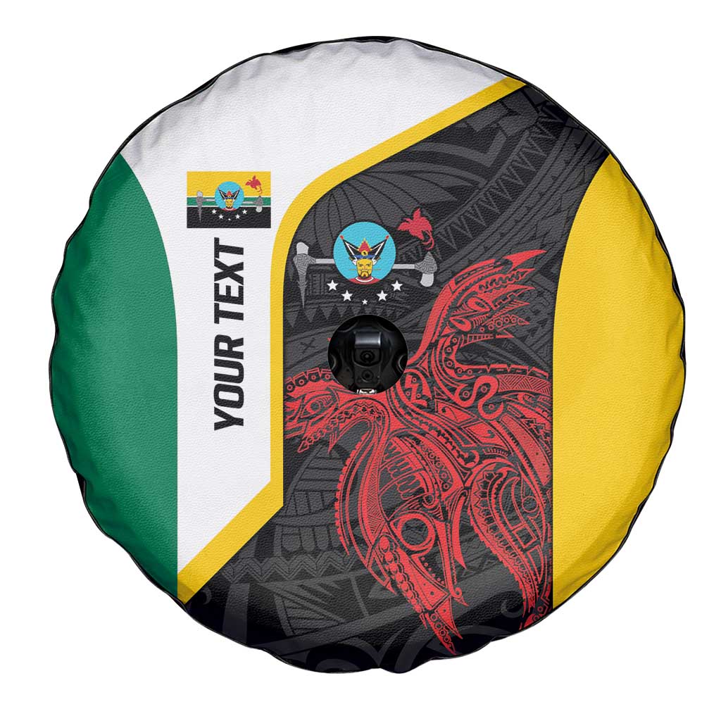 Personalised PNG Hela Province Spare Tire Cover Bird of Paradise Tattoo Flag Motif - Polynesian Pride