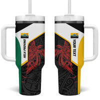 Personalised PNG Hela Province Tumbler With Handle Bird of Paradise Tattoo Flag Motif - Polynesian Pride