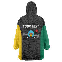 Personalised PNG Hela Province Wearable Blanket Hoodie Bird of Paradise Tattoo Flag Motif - Polynesian Pride