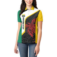 Personalised PNG Hela Province Women Polo Shirt Bird of Paradise Tattoo Flag Motif - Polynesian Pride