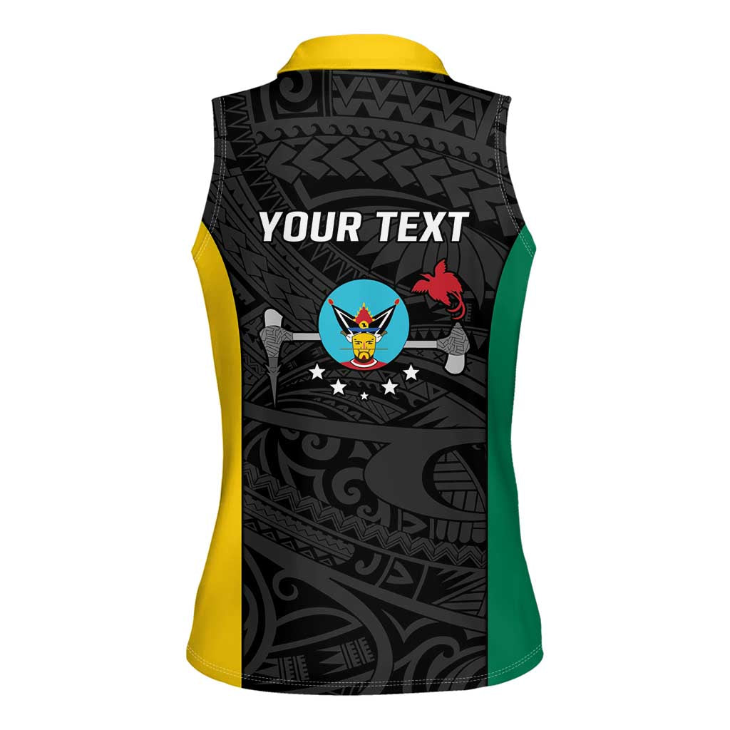 Personalised PNG Hela Province Women Sleeveless Polo Shirt Bird of Paradise Tattoo Flag Motif - Polynesian Pride