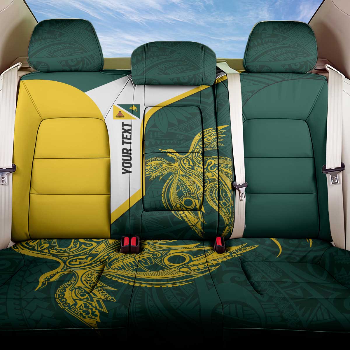 Personalised PNG Jiwaka Province Back Car Seat Cover Bird of Paradise Tattoo Flag Motif - Polynesian Pride