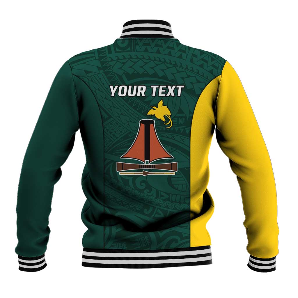 Personalised PNG Jiwaka Province Baseball Jacket Bird of Paradise Tattoo Flag Motif - Polynesian Pride