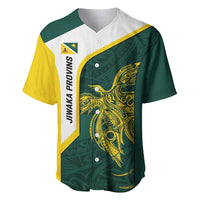 Personalised PNG Jiwaka Province Baseball Jersey Bird of Paradise Tattoo Flag Motif LT9 Green - Polynesian Pride