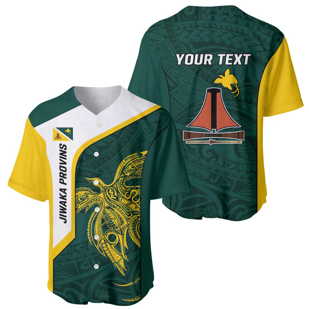 Personalised PNG Jiwaka Province Baseball Jersey Bird of Paradise Tattoo Flag Motif LT9 - Polynesian Pride