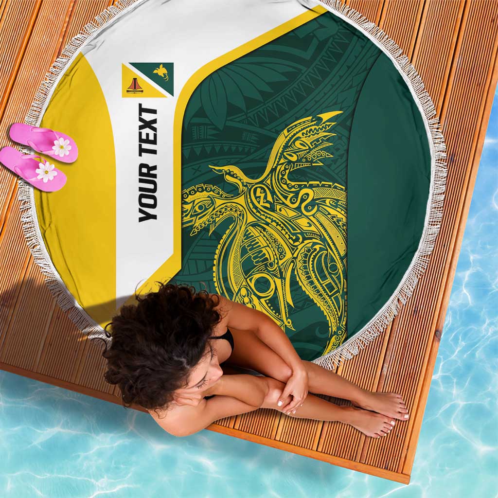 Personalised PNG Jiwaka Province Beach Blanket Bird of Paradise Tattoo Flag Motif - Polynesian Pride