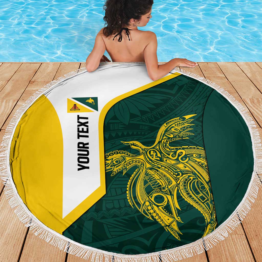 Personalised PNG Jiwaka Province Beach Blanket Bird of Paradise Tattoo Flag Motif - Polynesian Pride