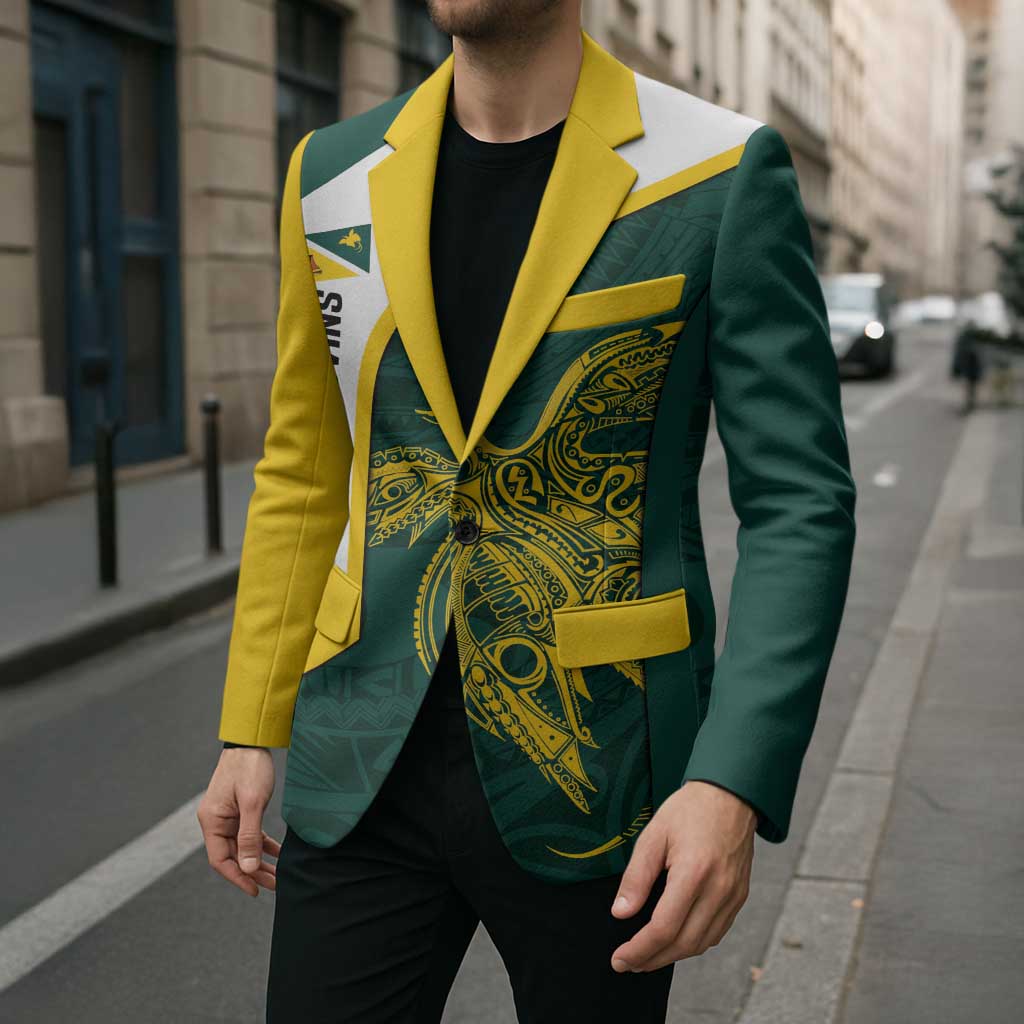 Personalised PNG Jiwaka Province Blazer Bird of Paradise Tattoo Flag Motif - Polynesian Pride