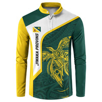 Personalised PNG Jiwaka Province Button Sweatshirt Bird of Paradise Tattoo Flag Motif - Polynesian Pride